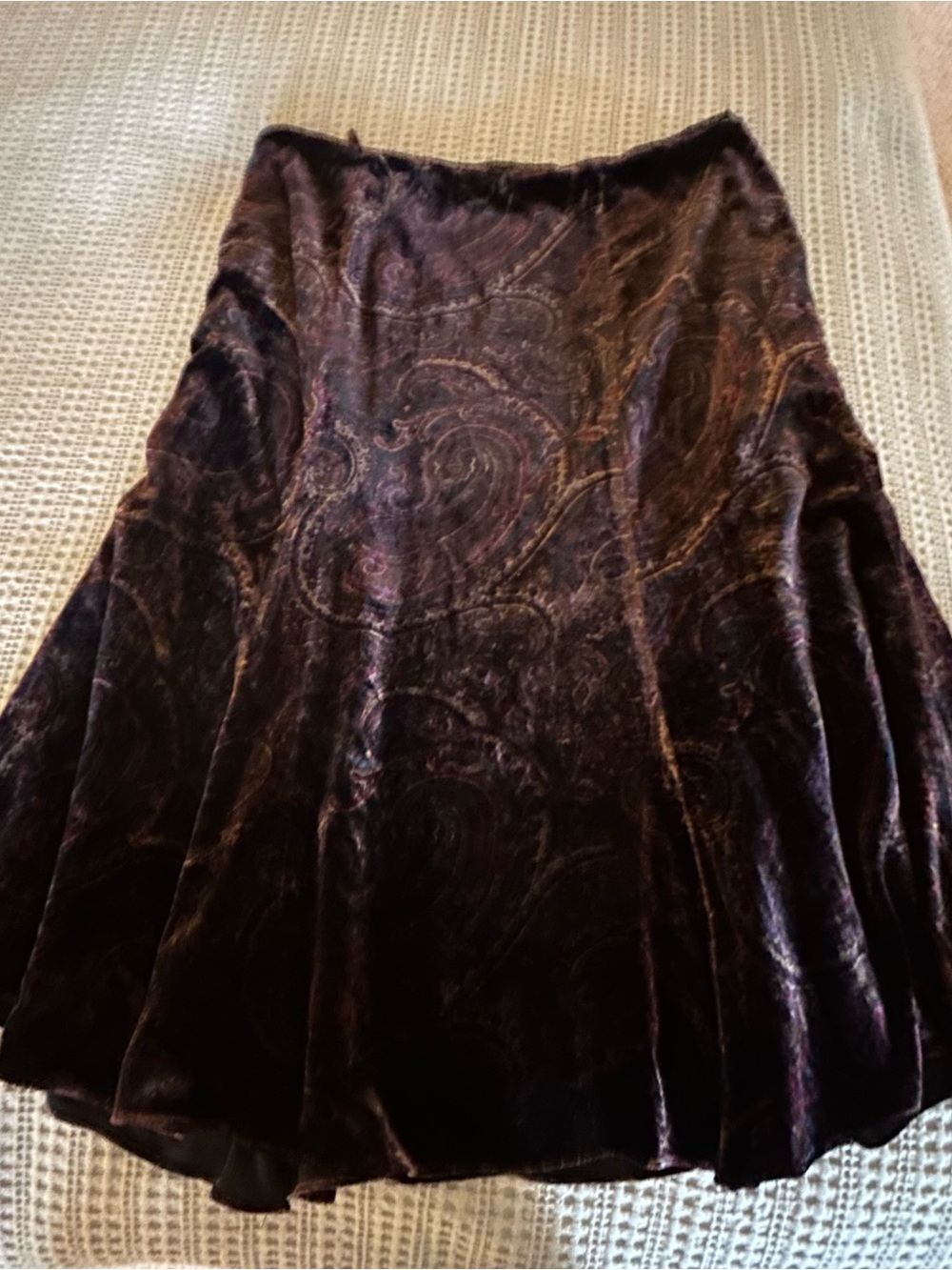 NWOT Lauren Ralph Lauren Velvet A-Line Midi Paisley Skirt Sz 16